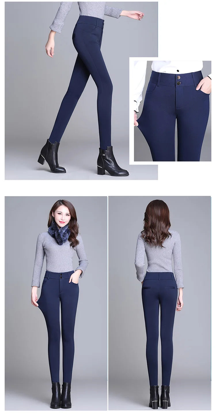 2022 New Fashion High Waist Autumn Winter Women Thick Warm Elastic Pants Quality S-5XL Trousers Tight Type Pencil Pants