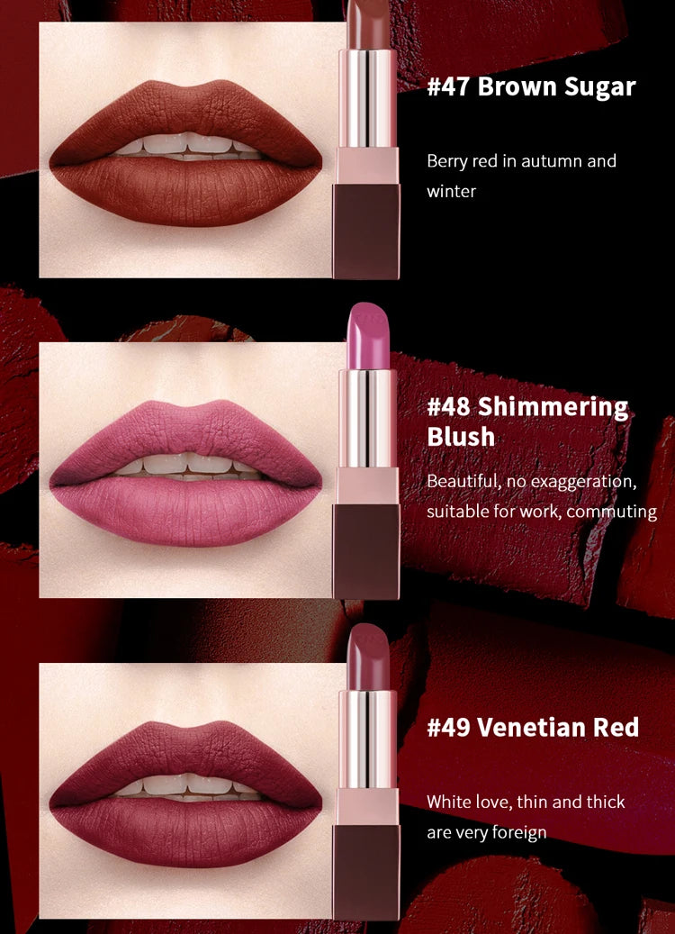 CHARMACY Waterproof Durable Easy To Wear Lipstick Natural Matte Red Velvet Lip Stick Lip Coloring Makeup Women Beauty Cosmetics - Seprincess