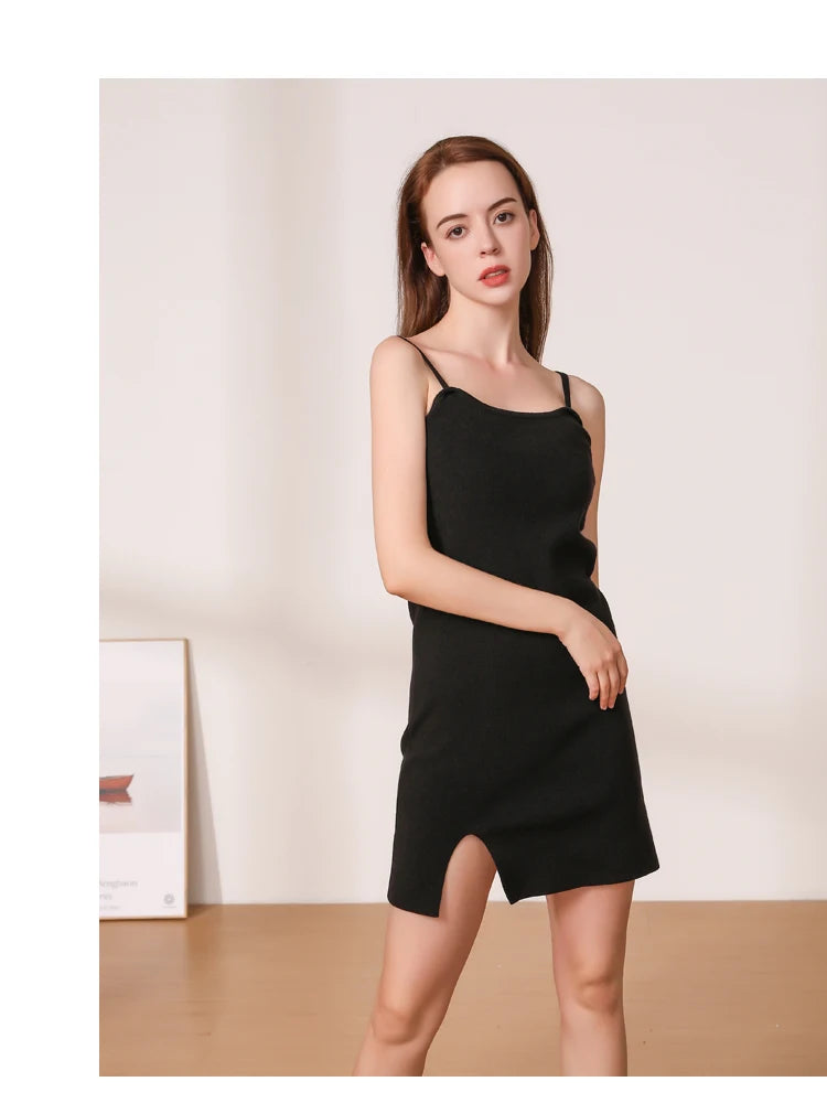 Knitted Dress 2024Clothes Sweater Dresses Ladies Korean Fashion Clothing Robe Elegant Women Black Tight Casual Vintage Pregnant - Seprincess