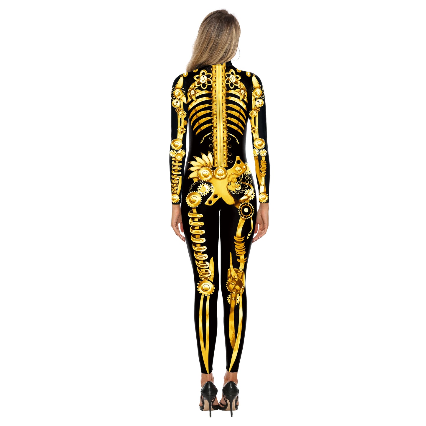 VIP FASHION Adult Skeleton Cospaly Costume Unisex Halloween Ghost Jumpsuit Carnival Party Zentai Bodysuit Scary Show Outfit Suit