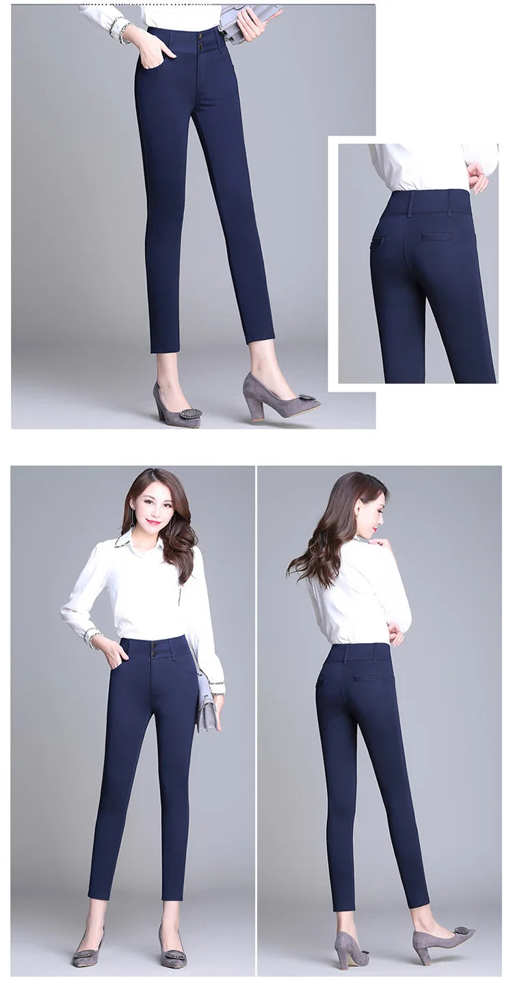 2022 New Fashion High Waist Autumn Winter Women Thick Warm Elastic Pants Quality S-5XL Trousers Tight Type Pencil Pants