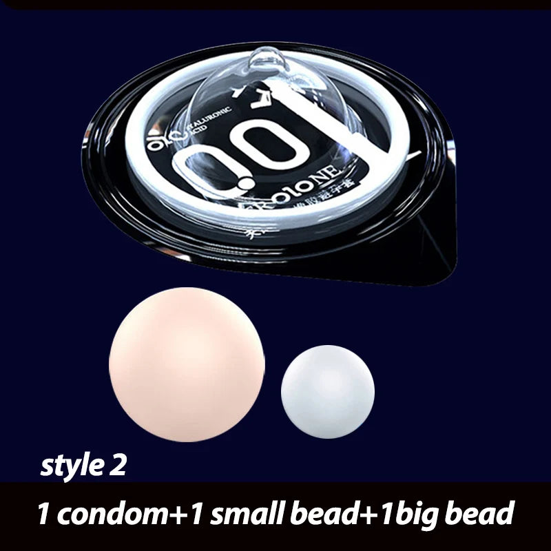 Ultra thin Condom with Big Balls Bead for men delayed ejaculation penis elongation Condoms G Spot stimulator penis sleeve - Seprincess