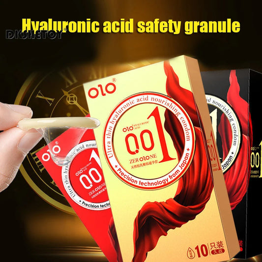 0.01 Ultra-thin Condom for men long sex OLO Hyaluronic Acid  sex delay dotted sleeve for penis condoms 10pcs/box - Seprincess