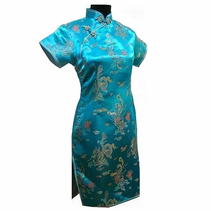 Vintage Chinese style Mini Cheongsam New Arrival Women's Satin Qipao Red Summer Sexy Party Dress Mujer Vestidos S-6XL - Seprincess