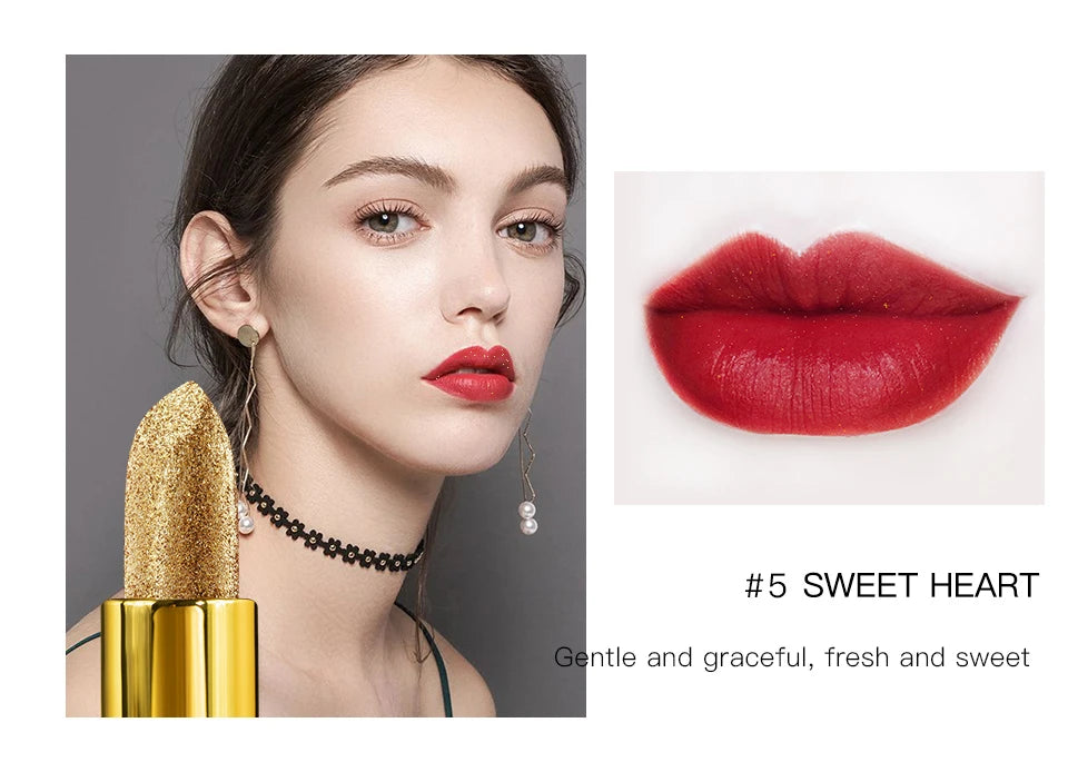 Glitter Lipstick Moisturizing Glitter Cover Velvet Matte Batom Golden Lips Cosmetics Makeup 3.5g Unique Funny Gift - Seprincess