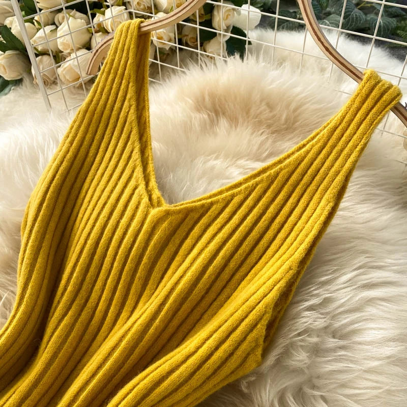 autumn Korean style clothes Two piece dress set Winter fall 2024 fashion women clothing new knitted knit long sleeves sweaters