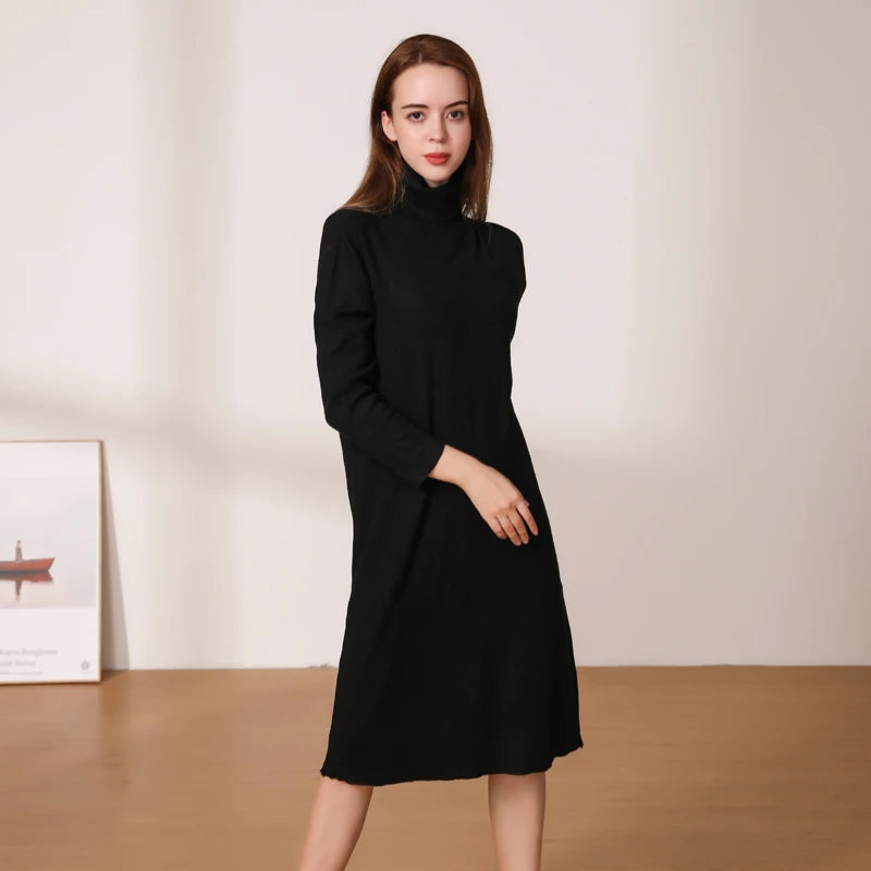 Knitted Women's Winter Dress 2024 Dresses Ladies Sweater Korean Fashion Clothing Robe Clothes Elegant Black Tight Woman Casual - Seprincess