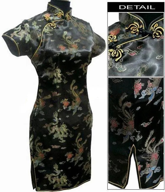 Navy Blue Vintage Chinese Women's Satin Mini Cheongsam Qipao Dress  S M L XL XXL XXXL 4XL 5XL 6XL Mujeres Vestido J4065 - Seprincess