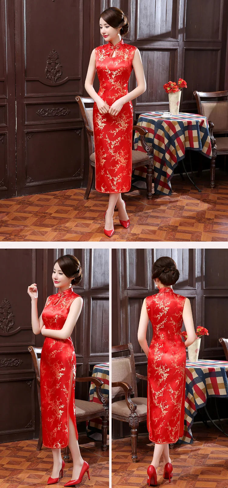 Sexy Women Sleeveless Dress Slim Cheongsam Novelty Vintage Chinese Mandarin Collar Qipao Evening Party Dress Vestidos - Seprincess