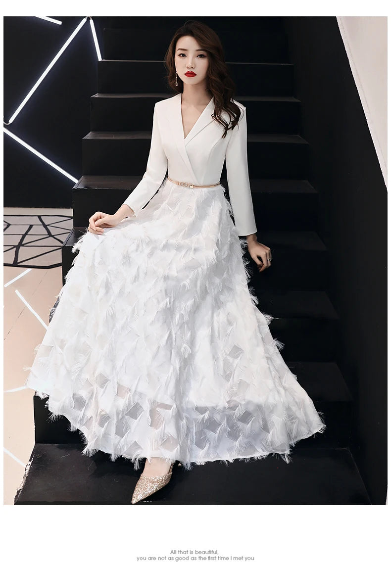 Wei yin 2023 White Evening Dress Elegant Lace Evening Gowns Long Formal Prom Dress Styles Women Prom Party Dresses WY1289 - Seprincess