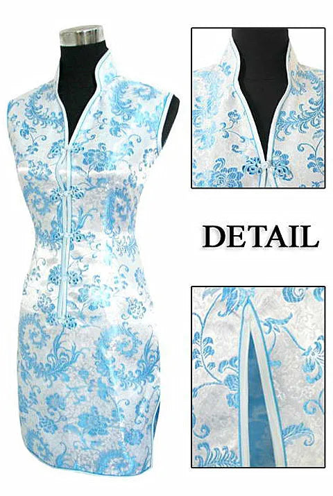 Fashion White Chinese Lady Rayon Qipao Cheongsam Vintage Button Dress Totem&Flower Clothing Size S M L XL XXL XXXL WC172 - Seprincess