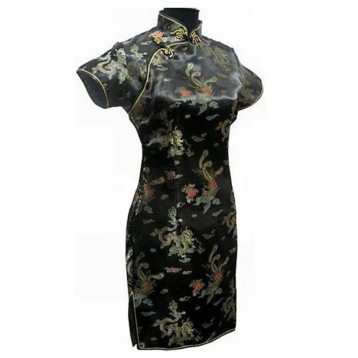 Navy Blue Vintage Chinese Women's Satin Mini Cheongsam Qipao Dress  S M L XL XXL XXXL 4XL 5XL 6XL Mujeres Vestido J4065 - Seprincess