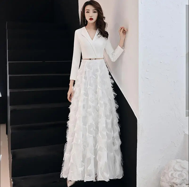 Wei yin 2023 White Evening Dress Elegant Lace Evening Gowns Long Formal Prom Dress Styles Women Prom Party Dresses WY1289 - Seprincess