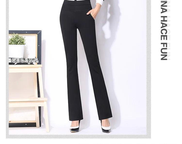 Summer stlye women office work pants High stretch cotton ladies straight pants  female High Waist trousers clothes S-XXXL 4XL