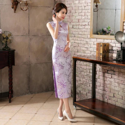 Sexy Women Sleeveless Dress Slim Cheongsam Novelty Vintage Chinese Mandarin Collar Qipao Evening Party Dress Vestidos - Seprincess