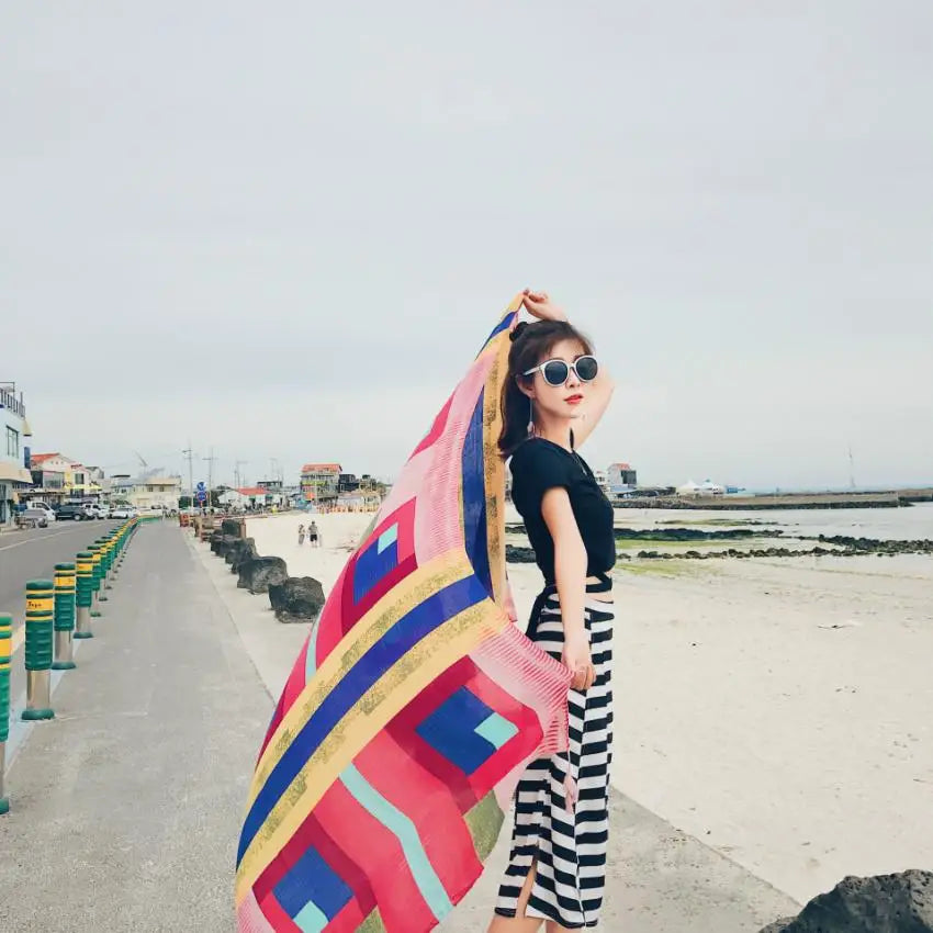 2018 New 90x180cm Twill cotton Pareo Beach Cover-Ups Women Large Beach Dress Bikini Bathing Swimwear Cover Up Sarong Wrap Scarf