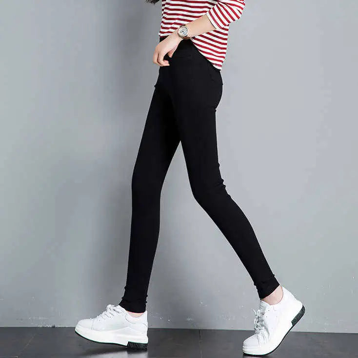 New High Elastic Skinny Pencil Jeans Stretch Black Jeans Spring Vintage High Waist Autumn Denim Spring Pants Jeans