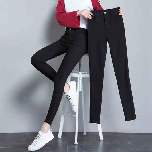 New Arrivals Fashion High Stretchy Women Pencil Jeans Skinny Pants High Wasit Female Slim Lady Pants Plus Size