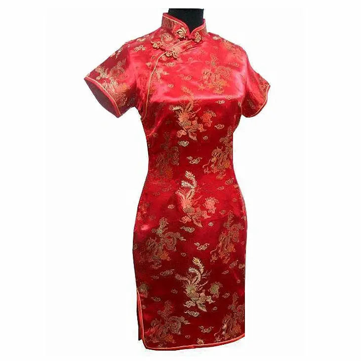 Navy Blue Vintage Chinese Women's Satin Mini Cheongsam Qipao Dress  S M L XL XXL XXXL 4XL 5XL 6XL Mujeres Vestido J4065 - Seprincess