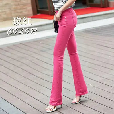 Spring and autumn new pants Slim fashion pants candy color elastic trousers large size leisure micro Flare Pants TB7805