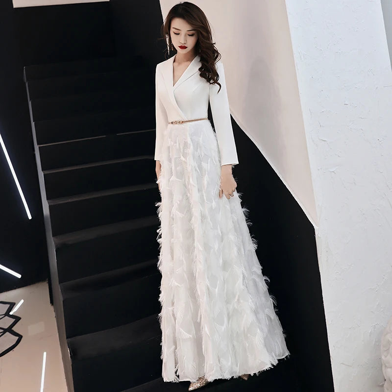 Wei yin 2023 White Evening Dress Elegant Lace Evening Gowns Long Formal Prom Dress Styles Women Prom Party Dresses WY1289 - Seprincess