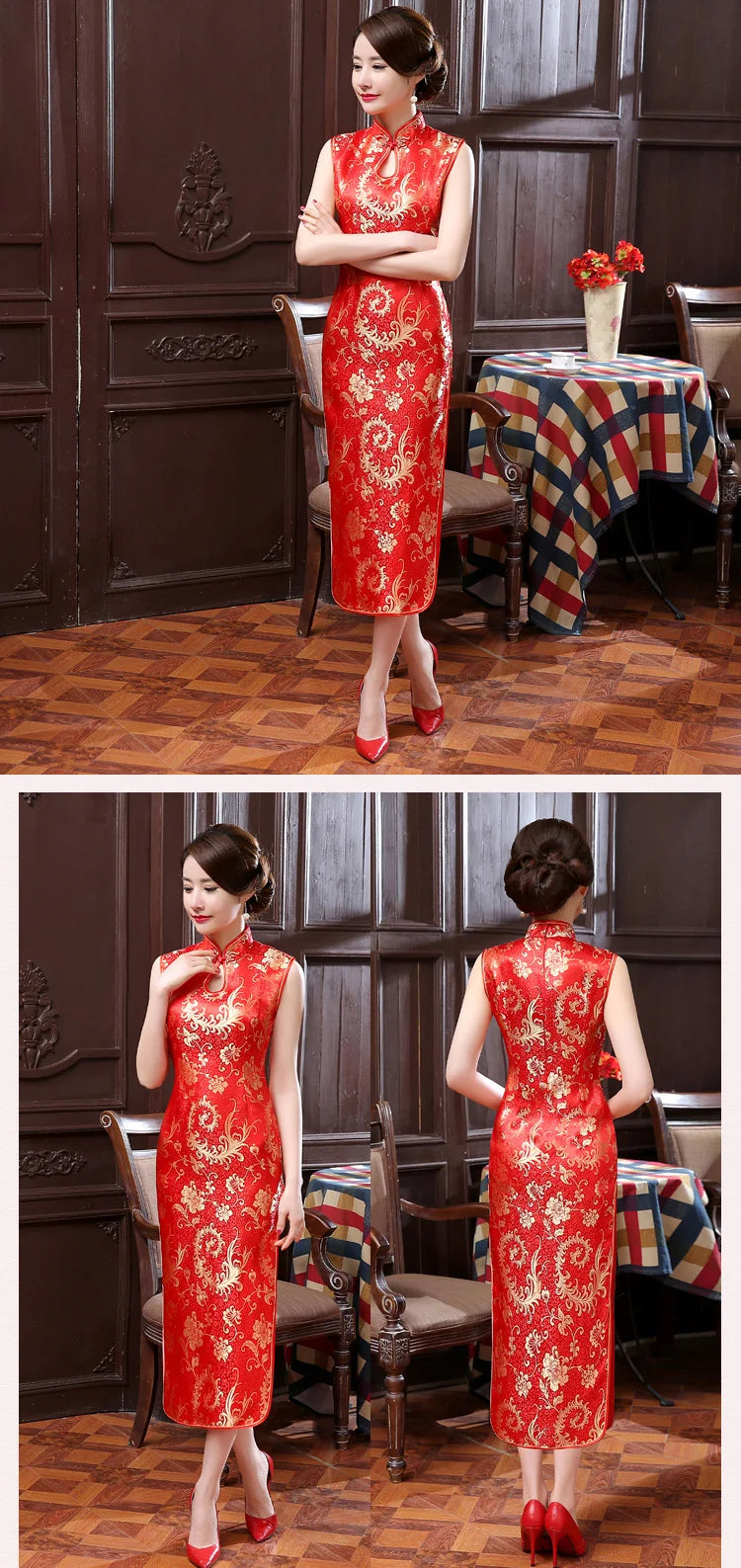 Sexy Women Sleeveless Dress Slim Cheongsam Novelty Vintage Chinese Mandarin Collar Qipao Evening Party Dress Vestidos - Seprincess