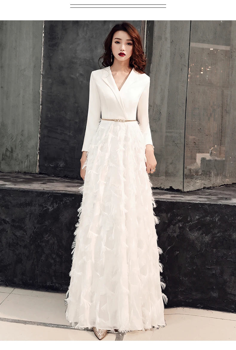 Wei yin 2023 White Evening Dress Elegant Lace Evening Gowns Long Formal Prom Dress Styles Women Prom Party Dresses WY1289 - Seprincess