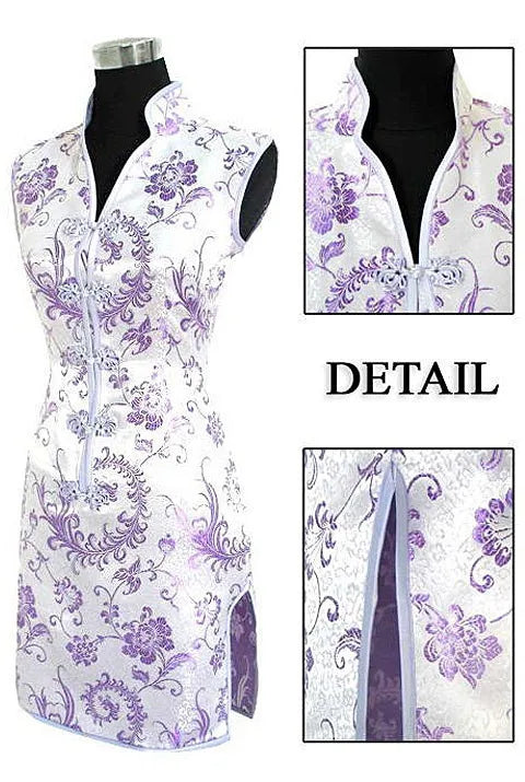 Promotion Purple Traditional Chinese Lady Silk Cheongsam Qipao Prom Club Dress Totem&Flower Size S M L XL XXL XXXL WC173 - Seprincess