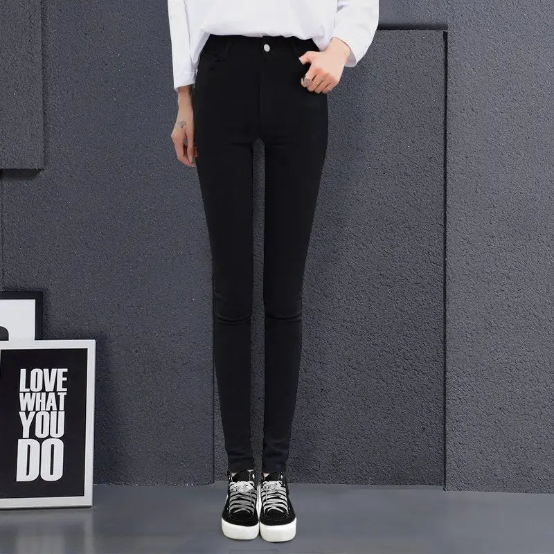 New High Elastic Skinny Pencil Jeans Stretch Black Jeans Spring Vintage High Waist Autumn Denim Spring Pants Jeans