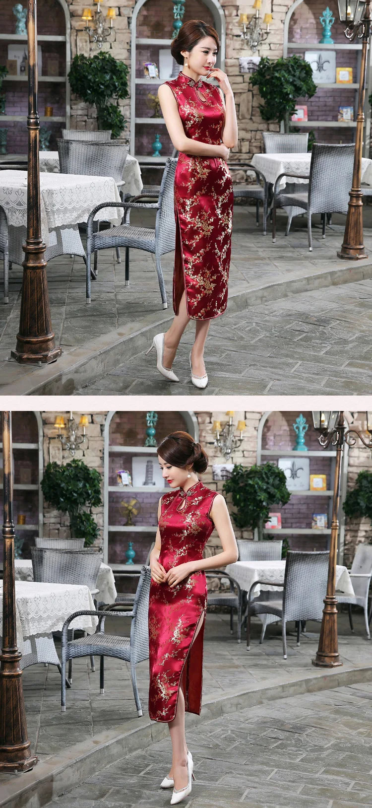 Sexy Women Sleeveless Dress Slim Cheongsam Novelty Vintage Chinese Mandarin Collar Qipao Evening Party Dress Vestidos - Seprincess