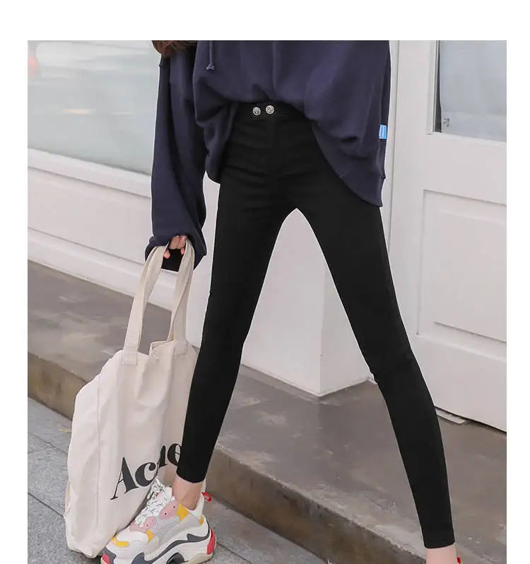 New Arrivals Fashion High Stretchy Women Pencil Jeans Skinny Pants High Wasit Female Slim Lady Pants Plus Size