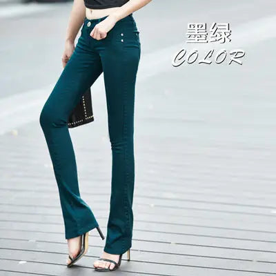 Spring and autumn new pants Slim fashion pants candy color elastic trousers large size leisure micro Flare Pants TB7805