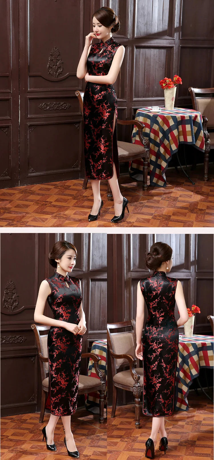 Sexy Women Sleeveless Dress Slim Cheongsam Novelty Vintage Chinese Mandarin Collar Qipao Evening Party Dress Vestidos - Seprincess