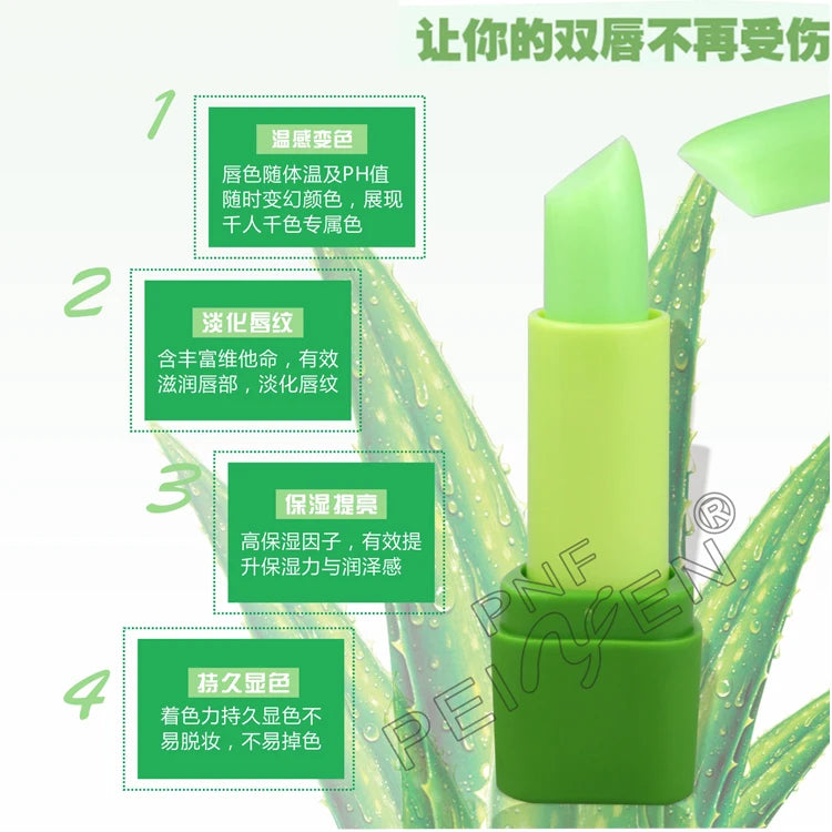 99% ALOE VERA Moistourizing Lips Batom Jelly Lipstick Long Lasting Temperature Change Color Lipstick Makeup - Seprincess