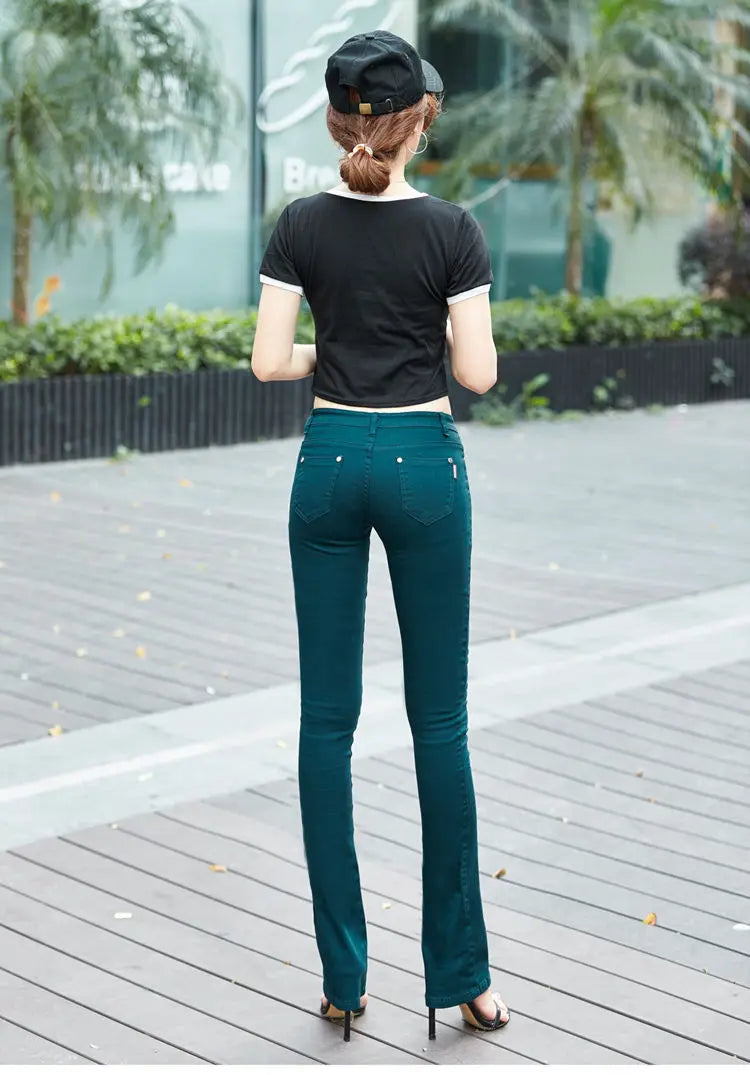 Spring and autumn new pants Slim fashion pants candy color elastic trousers large size leisure micro Flare Pants TB7805