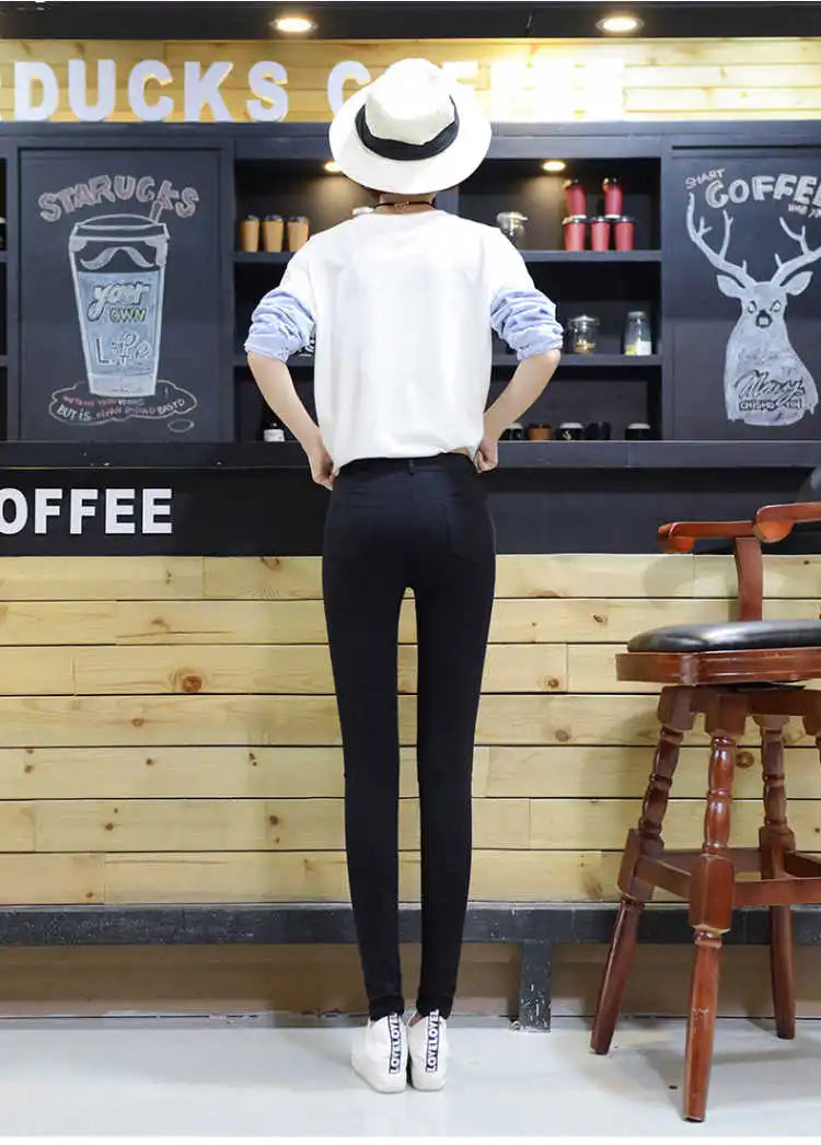 New High Elastic Skinny Pencil Jeans Stretch Black Jeans Spring Vintage High Waist Autumn Denim Spring Pants Jeans