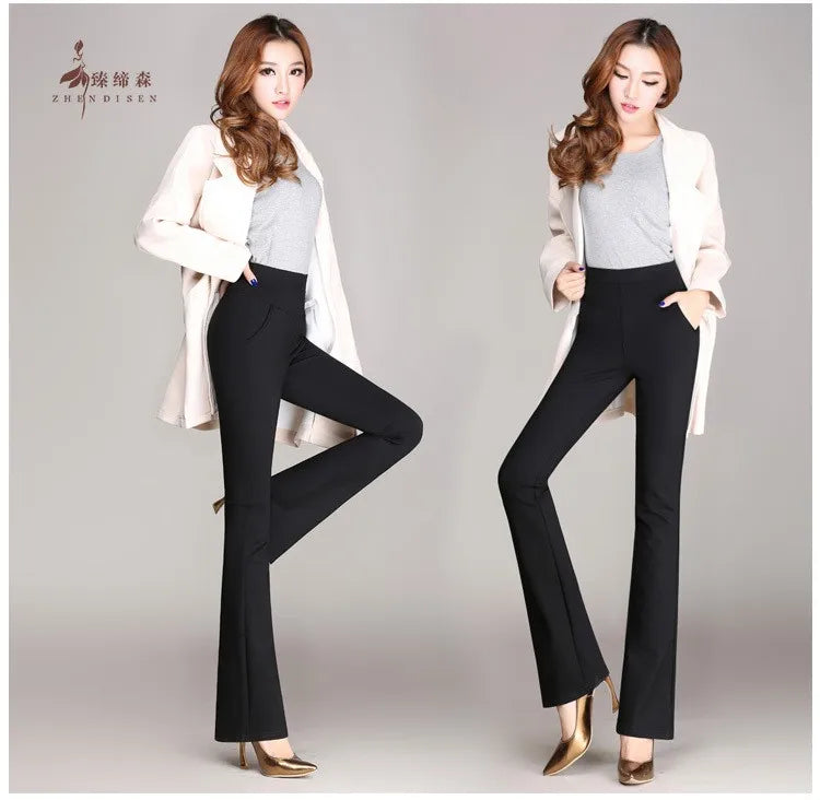 Summer stlye women office work pants High stretch cotton ladies straight pants  female High Waist trousers clothes S-XXXL 4XL