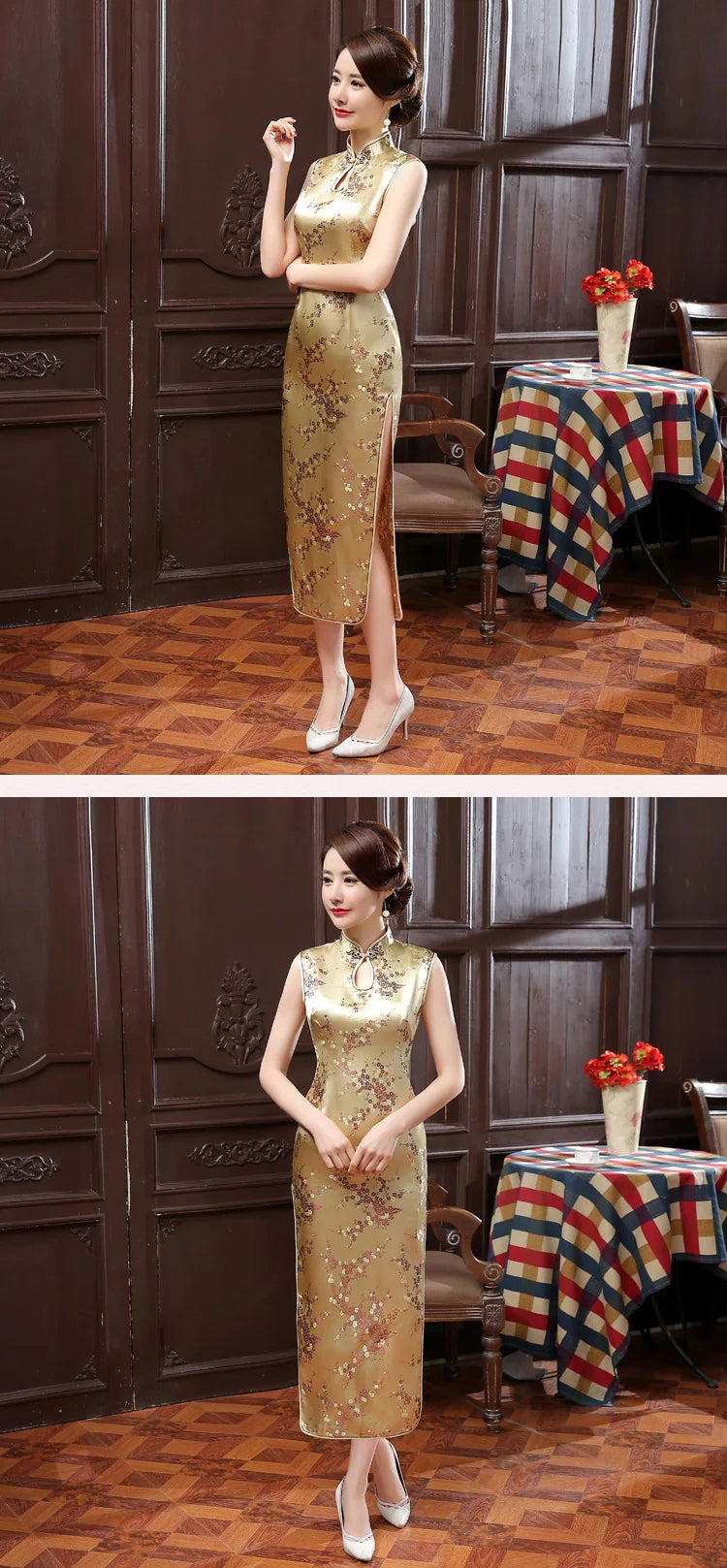 Sexy Women Sleeveless Dress Slim Cheongsam Novelty Vintage Chinese Mandarin Collar Qipao Evening Party Dress Vestidos - Seprincess