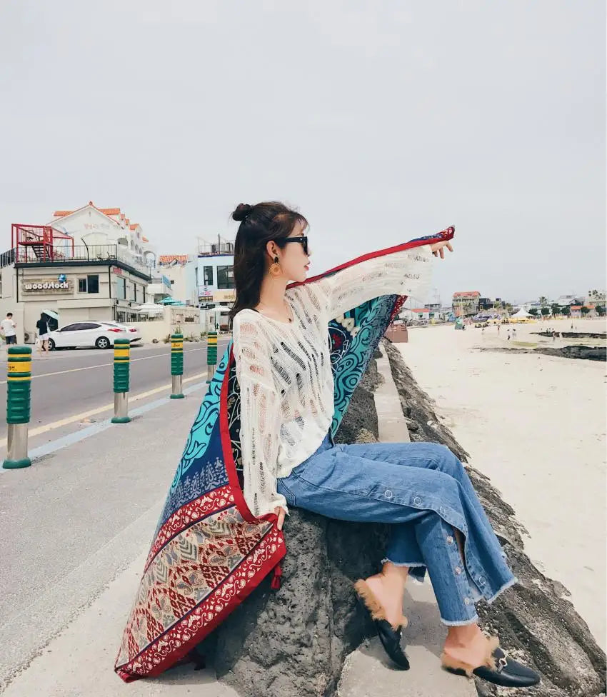 2018 New 90x180cm Twill cotton Pareo Beach Cover-Ups Women Large Beach Dress Bikini Bathing Swimwear Cover Up Sarong Wrap Scarf