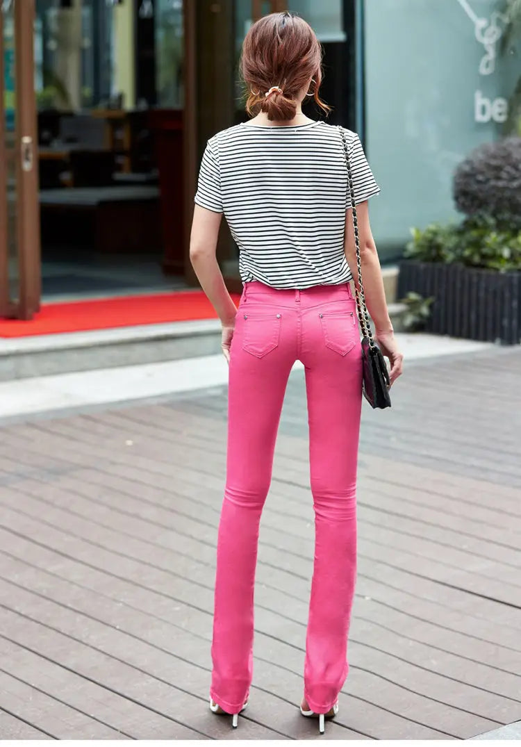 Spring and autumn new pants Slim fashion pants candy color elastic trousers large size leisure micro Flare Pants TB7805