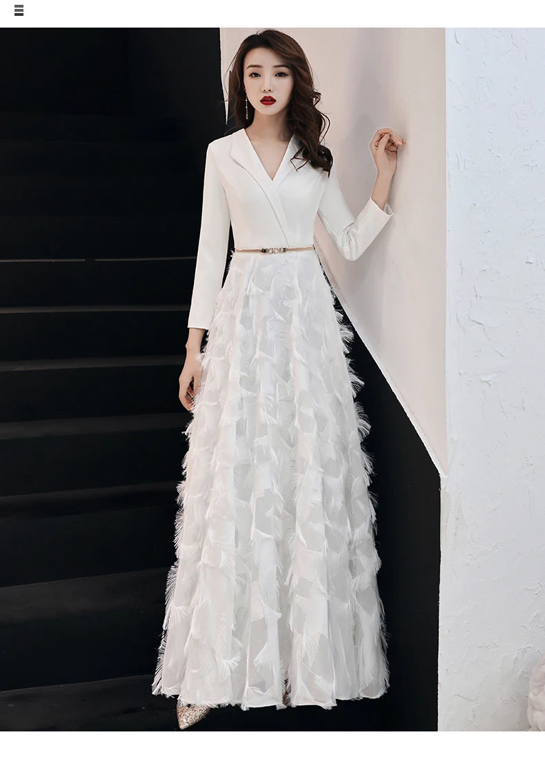 Wei yin 2023 White Evening Dress Elegant Lace Evening Gowns Long Formal Prom Dress Styles Women Prom Party Dresses WY1289 - Seprincess