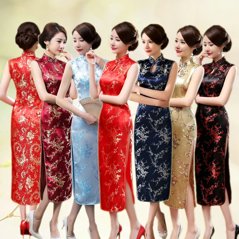 Sexy Women Sleeveless Dress Slim Cheongsam Novelty Vintage Chinese Mandarin Collar Qipao Evening Party Dress Vestidos - Seprincess