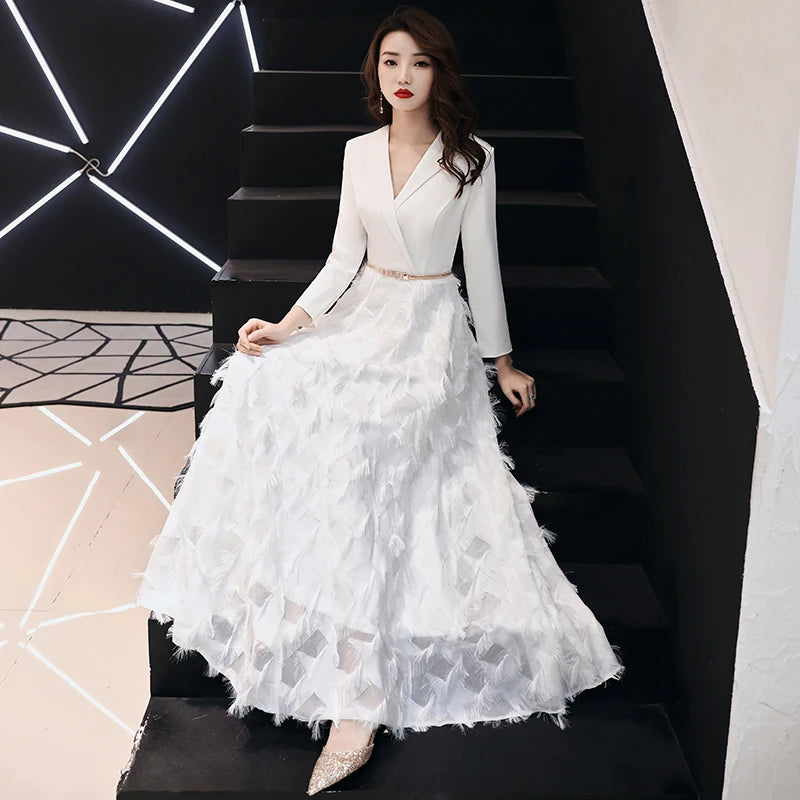 Wei yin 2023 White Evening Dress Elegant Lace Evening Gowns Long Formal Prom Dress Styles Women Prom Party Dresses WY1289 - Seprincess