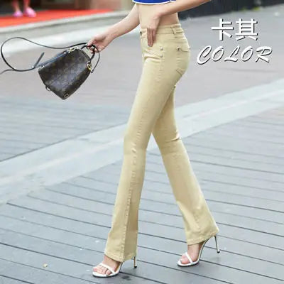 Spring and autumn new pants Slim fashion pants candy color elastic trousers large size leisure micro Flare Pants TB7805