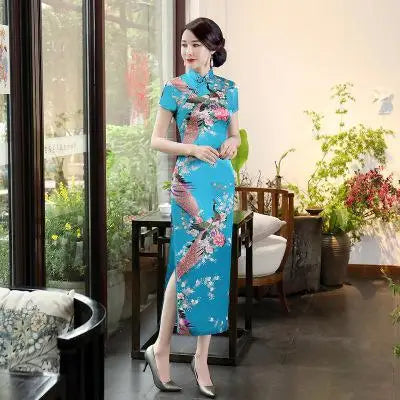 Plus Size 6XL Chinese Women Cheongsam Lady Qipao BLACK Print Flower Long Dress Bride Wedding Dresses Elegant Gown Vestidos