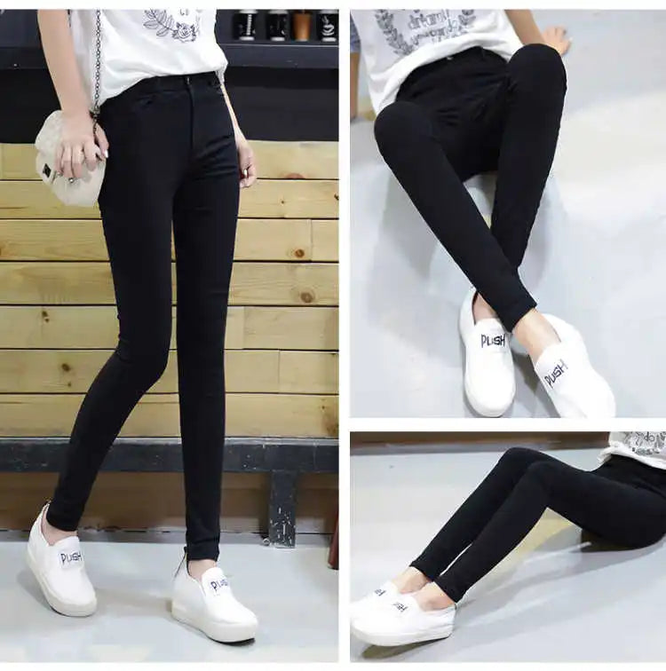 New High Elastic Skinny Pencil Jeans Stretch Black Jeans Spring Vintage High Waist Autumn Denim Spring Pants Jeans