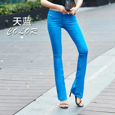 Spring and autumn new pants Slim fashion pants candy color elastic trousers large size leisure micro Flare Pants TB7805