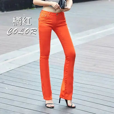 Spring and autumn new pants Slim fashion pants candy color elastic trousers large size leisure micro Flare Pants TB7805