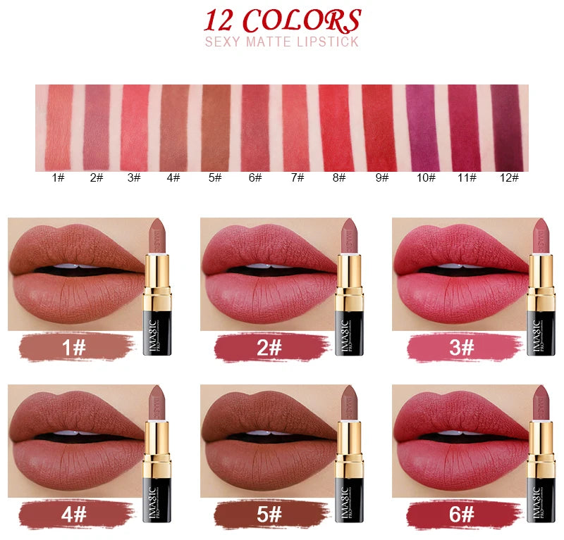 IMAGIC Lipstick Moisturizer Lips Smooth Lip Stick Long Lasting Charming Lip Lipstick Cosmetic Beauty Makeup 12 Colors - Seprincess