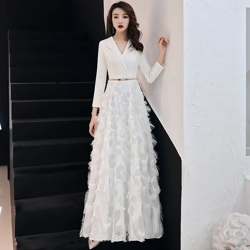 Wei yin 2023 White Evening Dress Elegant Lace Evening Gowns Long Formal Prom Dress Styles Women Prom Party Dresses WY1289 - Seprincess